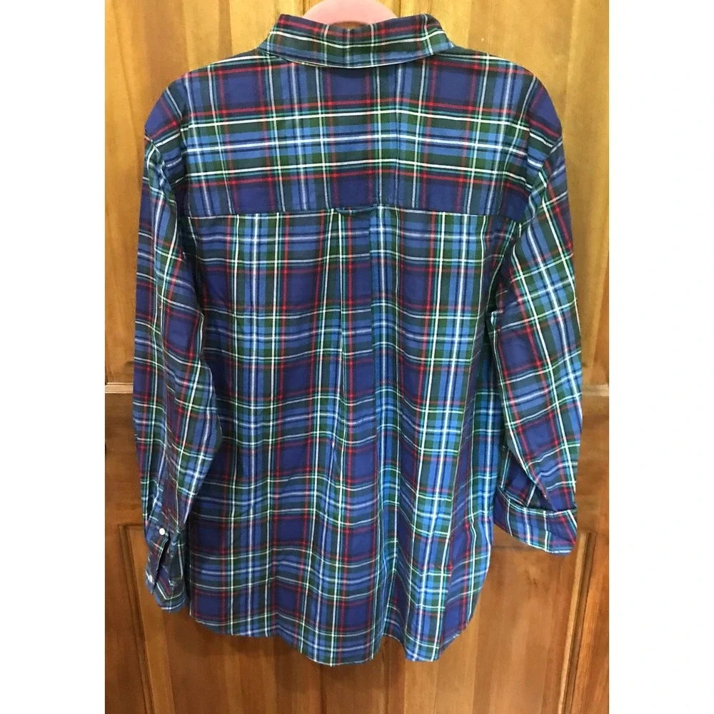 Chaps Mens Easy Care Blue‎ Green Red Plaid Long Sleeve Button Down Shirt NEW L